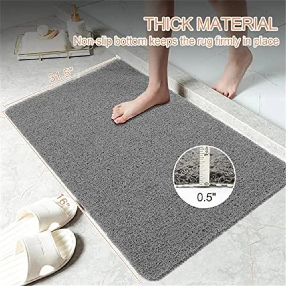 Non Slip Shower Mat Bath Mat Loofah Quick Drying Foot Scrubber Tub Bathroom Grey